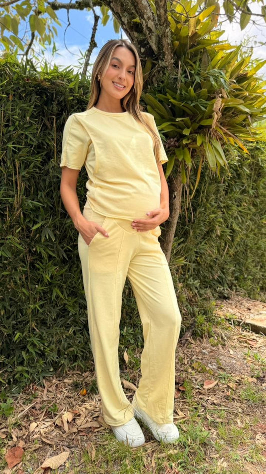 Deportivo Embarazo Manga Corta Mantequilla