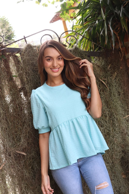 Camiseta Manga 3/4 Bolero Verde Agua