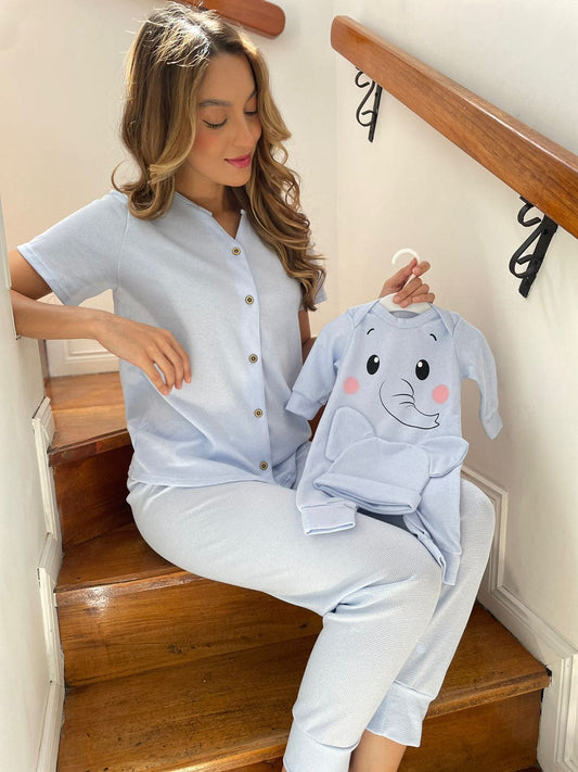 Dúo Pantalón Zoo Elefante Azul