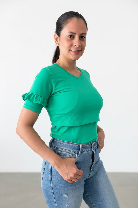 Blusa Manga Corta Licrada Verde
