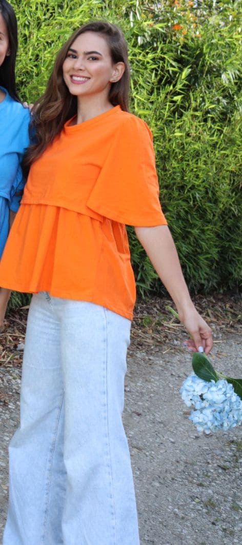 Blusa Manga Tipo Campana Naranja