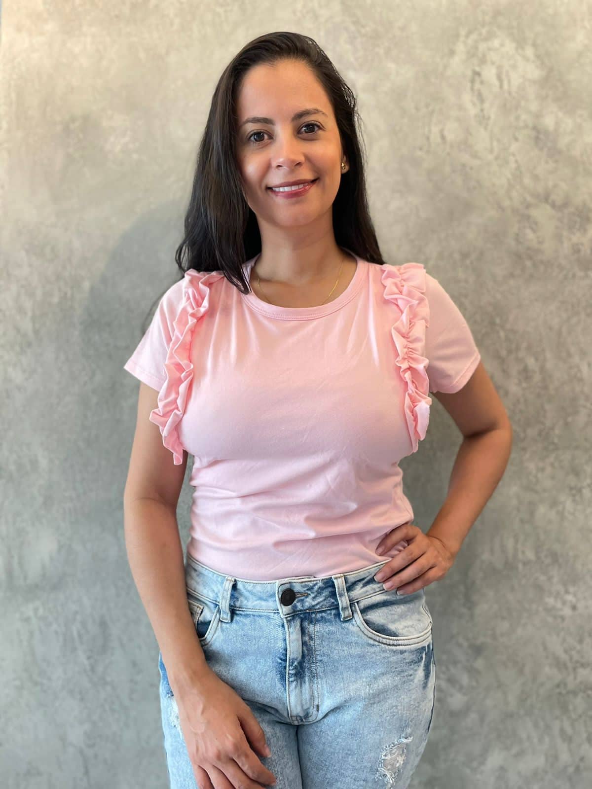 Blusa Manga Corta Bolero Rosa