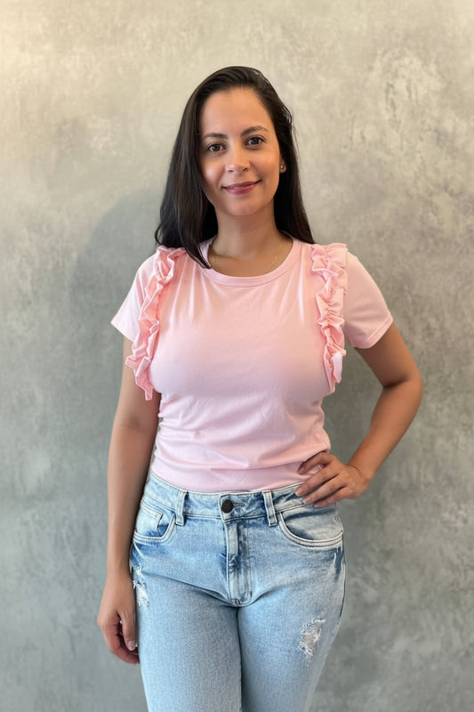 Blusa Manga Corta Bolero Rosa