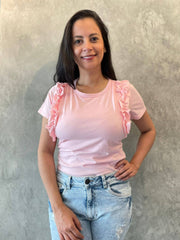 Blusa Manga Corta Bolero Rosa