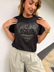 Camiseta Estampado Corazón Color Negro