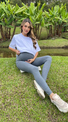 Leggins Embarazo Largo Unicolor Gris