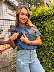 Camiseta Estampado Corazón Color Petroleo