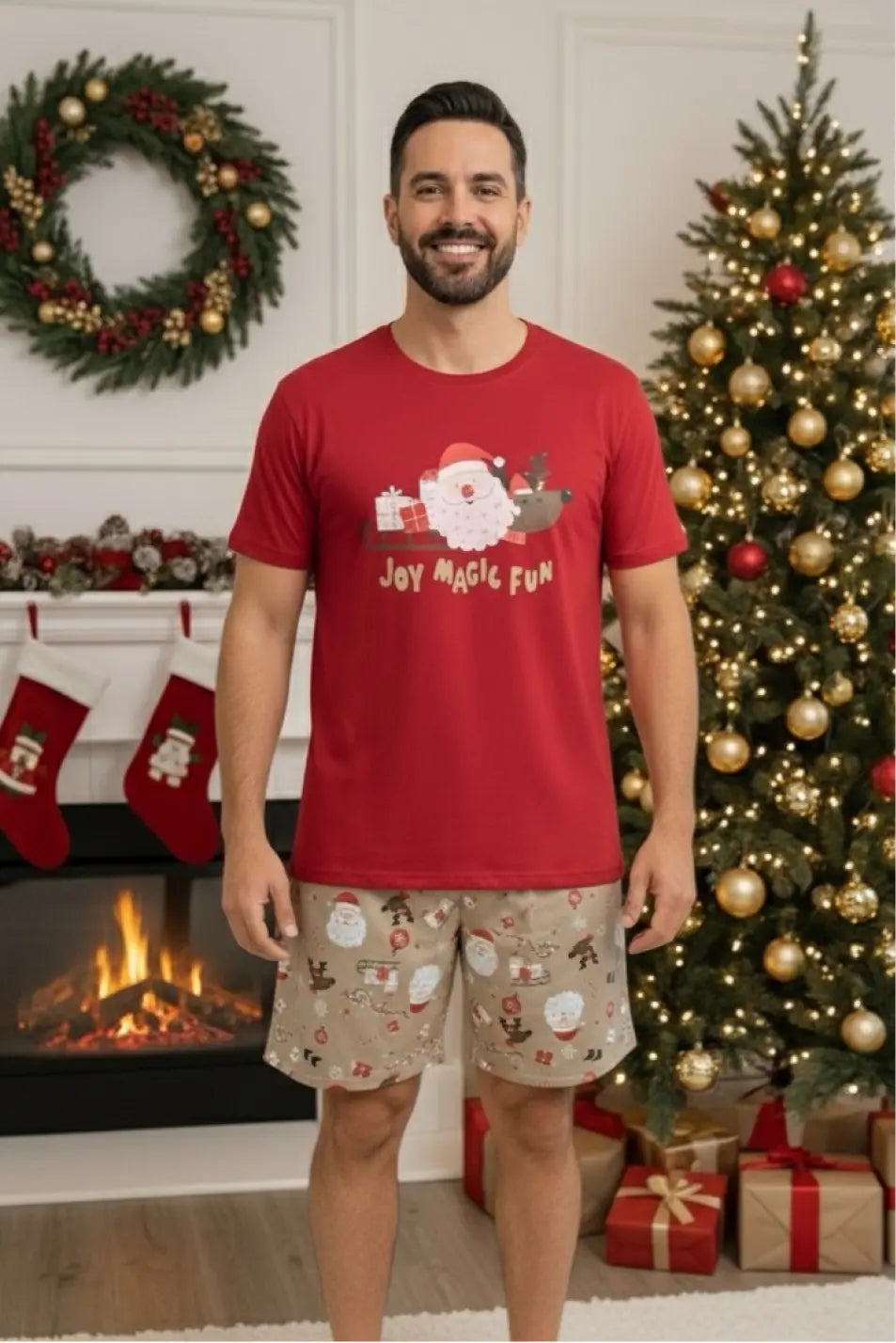 Pijama Hombre Bermuda Papá Noel